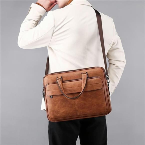 leather Laptop Bag for Men 16.1 inch,Premium Laptop Briefcase Fits,onvertible - Picture 2 of 7
